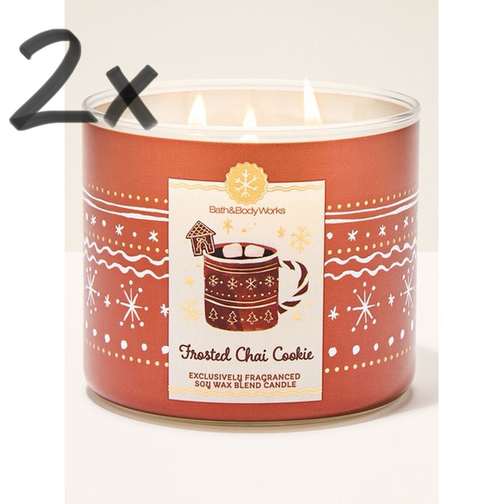 Bath & Body Works frosted chai cookie candles set of 2